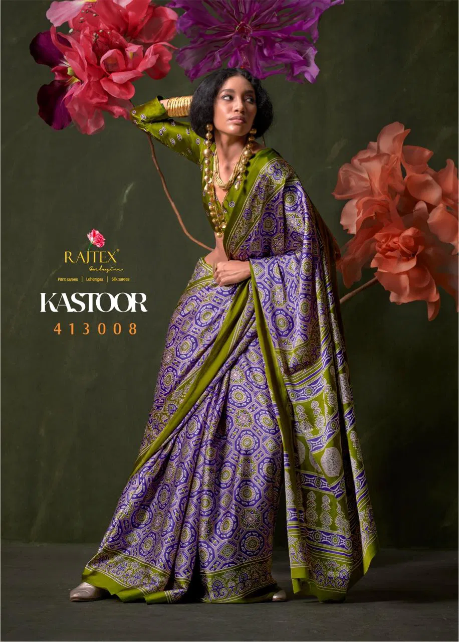 Kastoor By Rajtex Ajrakh Printed Designer Saree Exporters In India
